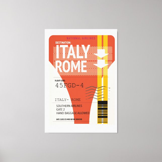 Italy Rome vacation ticket Canvas Print (Front)