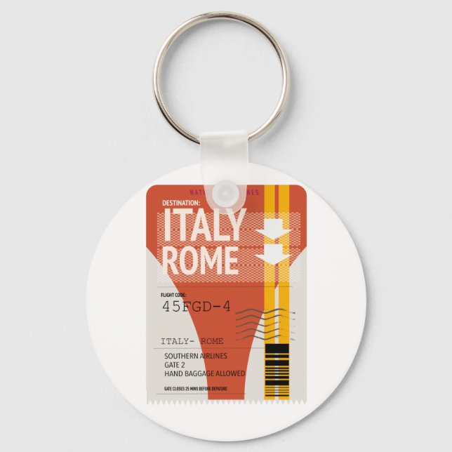Italy Rome vacation ticket Keychain (Front)