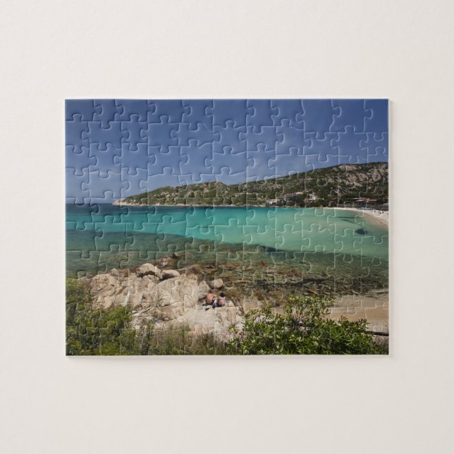 Italy, Sardinia, Baja Sardinia. Resort beach. Jigsaw Puzzle (Horizontal)