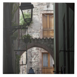 Italy, Sardinia, Bosa. Street detail. Tile