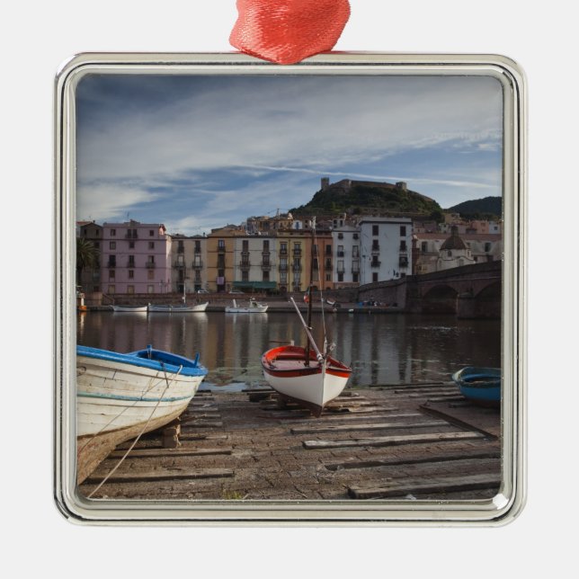 Italy, Sardinia, Bosa. Temo River and Ponte Metal Ornament (Front)