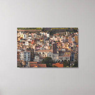 Italy, Sardinia, Bosa. Town view with Castello Canvas Print