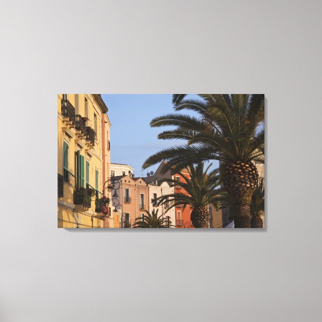 Italy, Sardinia, Cagliari. Buildings and palms Canvas Print (Front)