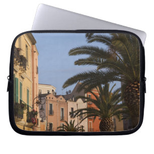 Italy, Sardinia, Cagliari. Buildings and palms Laptop Sleeve