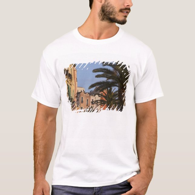 Italy, Sardinia, Cagliari. Buildings and palms T-Shirt (Front)