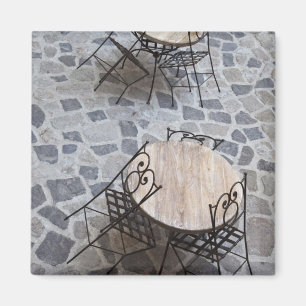 Italy, Sardinia, Castelsardo. Cafe tables. Magnet