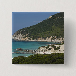 Italy, Sardinia, Solanas. Beach. 2 Inch Square Button