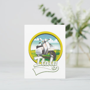Italy Scooter Travel logo Holiday Postcard