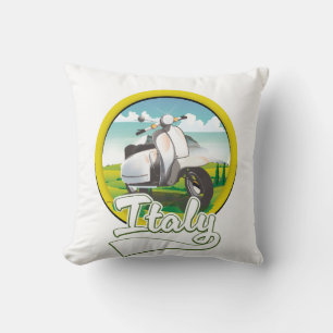 Italy Scooter Travel logo Throw Pillow