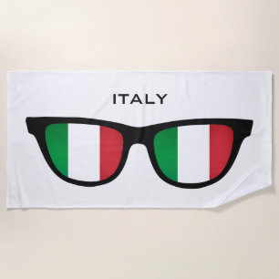 ITALY Shades serviette de plage en texte personnal