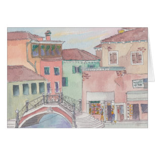 "Italy/Shopping" Watercolor Sketch Greeting Card