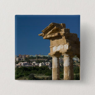 Italy, Sicily, Agrigento, La Valle dei Templi, 2 Inch Square Button