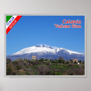 Italy - Sicily - Catania - Etna with Snow - Poster