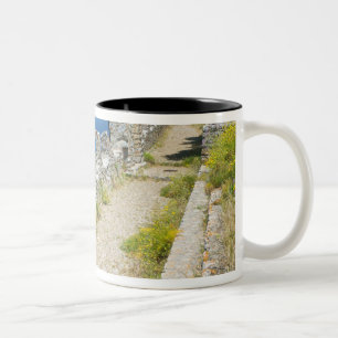 Italy, Sicily, Cefalu, Cliffside Walkway, La Two-Tone Coffee Mug