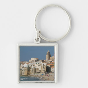 Italy, Sicily, Cefalu, Town View with Duomo from Keychain