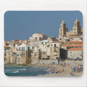 Italy, Sicily, Cefalu, Town View with Duomo from Mouse Pad