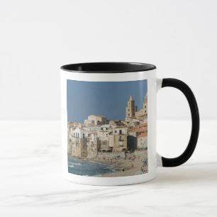 Italy, Sicily, Cefalu, Town View with Duomo from Mug