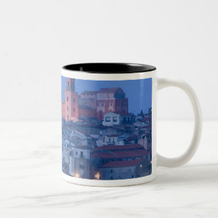 Italy, Sicily, Cefalu, View with Duomo from Two-Tone Coffee Mug