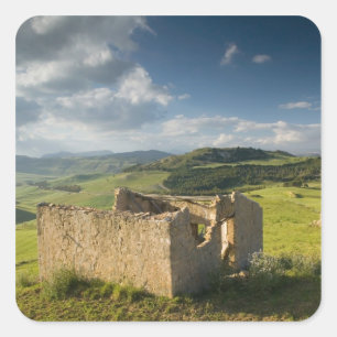 Italy, Sicily, Enna, Pergusa, Old Farmhouse Square Sticker