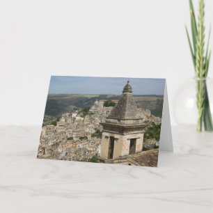 ITALY, Sicily, RAGUSA IBLA: Town View and Santa Holiday Card