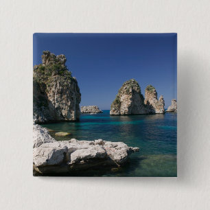 Italy, Sicily, Scopello, Rocks by Tonnara 2 Inch Square Button