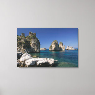 Italy, Sicily, Scopello, Rocks by Tonnara Canvas Print