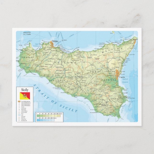 Italy - Sicily - Sicily Map - Postcard (Front)