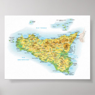 Italy - Sicily - Sicily Map - Poster
