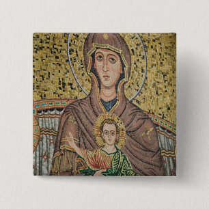 ITALY, Sicily, TAORMINA: Corso Umberto 1, Mosaic 2 Inch Square Button