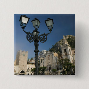 ITALY, Sicily, TAORMINA: Piazza iX Aprile, San 2 Inch Square Button