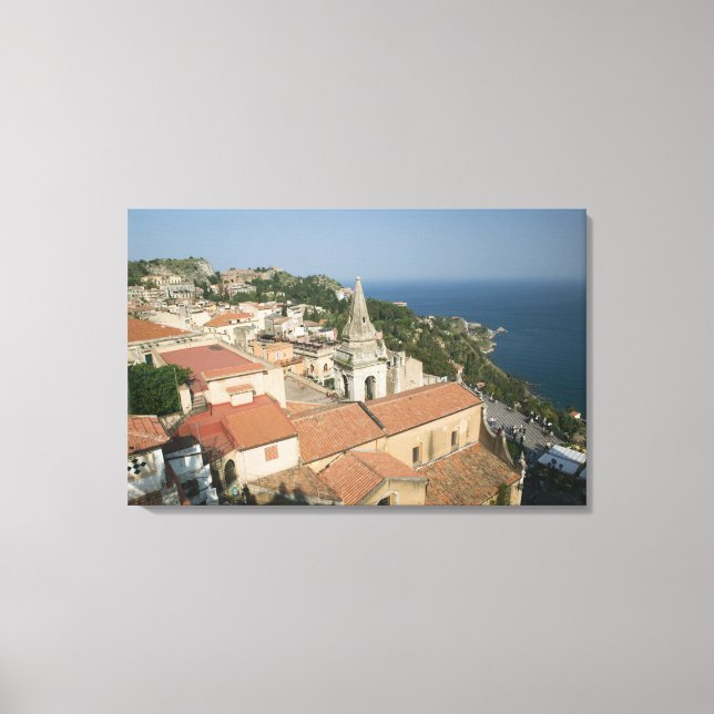 ITALY, Sicily, TAORMINA: View towards Piazza IX Canvas Print (Front)