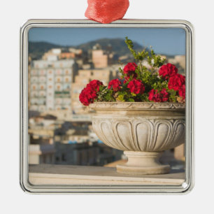 Italy, Sicily, Termini Imerese, View & Flowers Metal Ornament