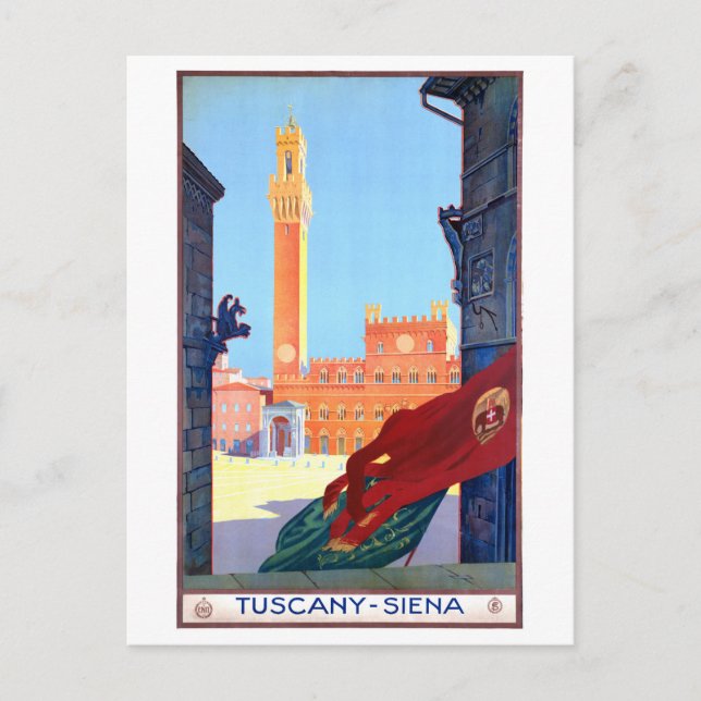 Italy Siena Vintage Travel Poster Restored Postcard (Front)