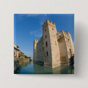 Italy, Sirmione, Lake Garda, the Scaliger 2 Inch Square Button