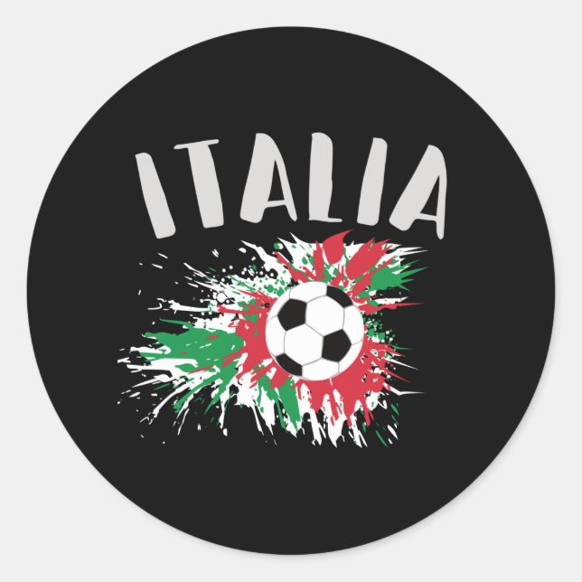 Italy Soccer Ball Grunge Flag Classic Round Sticker (Front)