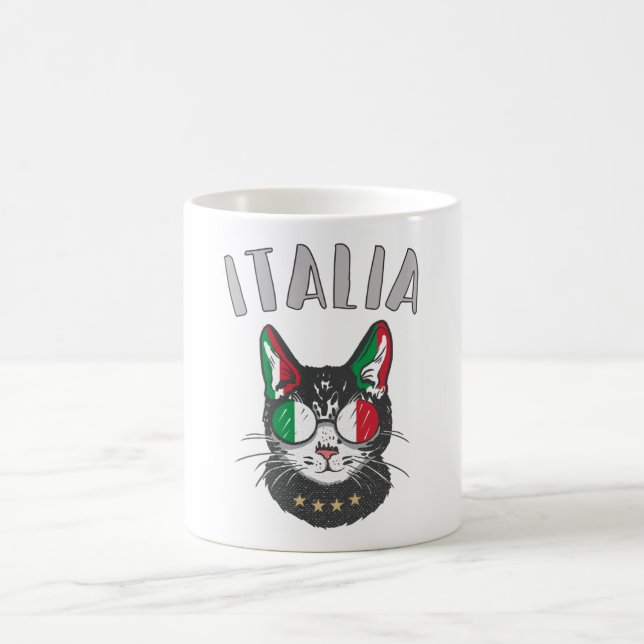 Italy Soccer Cat Mascot Italian Fan flag Coffee Mug (Center)