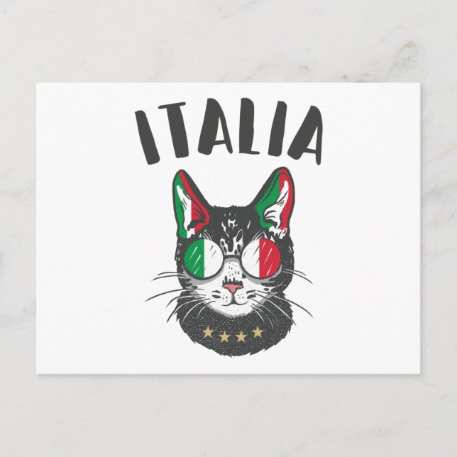 Italy Soccer Cat Mascot Italian Fan flag Postcard (Front)