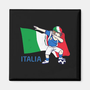 Italy Soccer Fan Kid Dabbing Schoolboy T Shirt Magnet