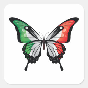 Italy Swallowtail Butterfly Flag Square Sticker