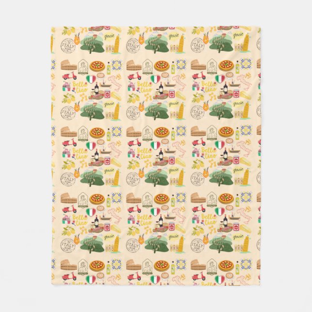 Italy Symbols Fleece Blanket (Front)