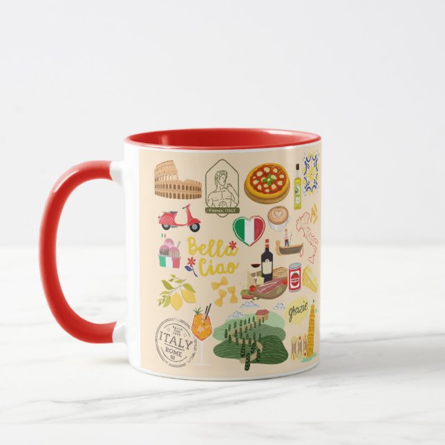 Italy Symbols Travel Lovers Mug (Left)