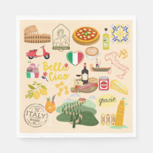 Italy Symbols Travel Lovers Napkin
