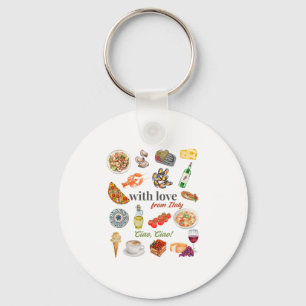 Italy Tourist Vacation Italian Food Seafood Rome S Keychain