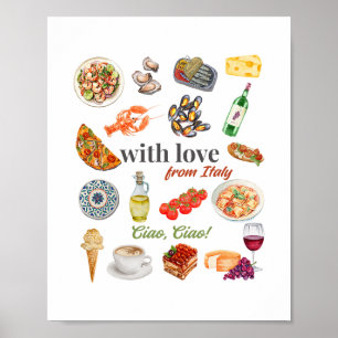 Italy Tourist Vacation Italian Food Seafood Rome S Poster