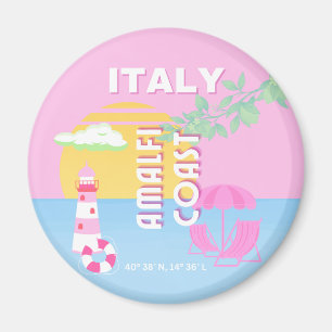 Italy Travel art, Amalfi Coast, Preppy, Pink Magnet