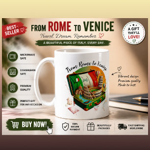Italy Travel Landmarks Coffee Mug   Rome to Venice