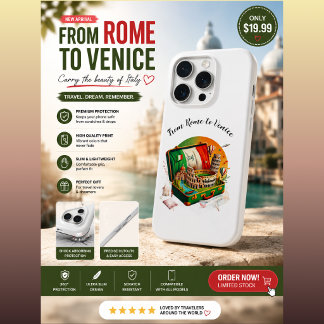 Italy Travel Landmarks iPhone Case | Rome Venice T