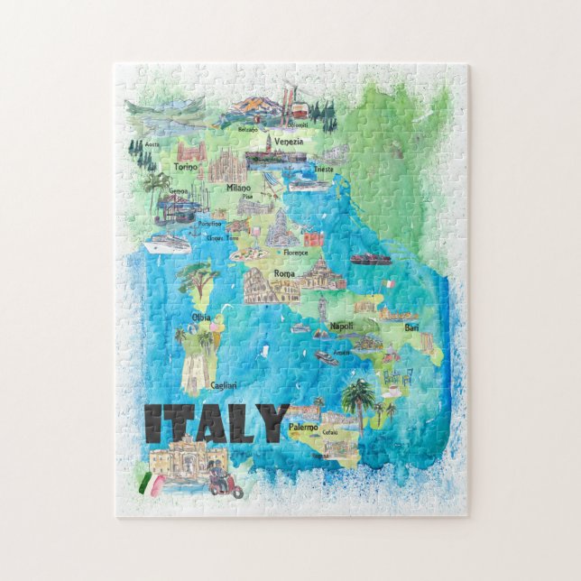 Italy Travel Map Jigsaw Puzzle (Vertical)