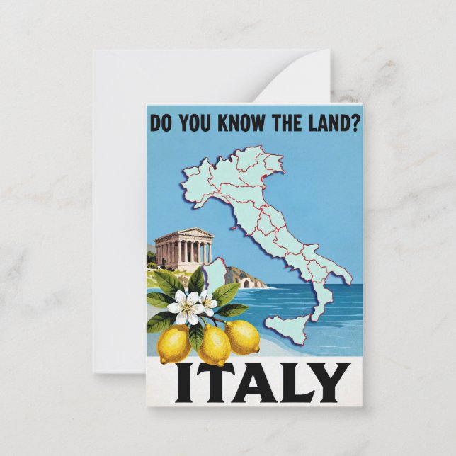 Italy Travel Poster, Card (Front)