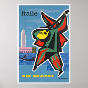 Italy Travel Poster United Airlines Print Italian